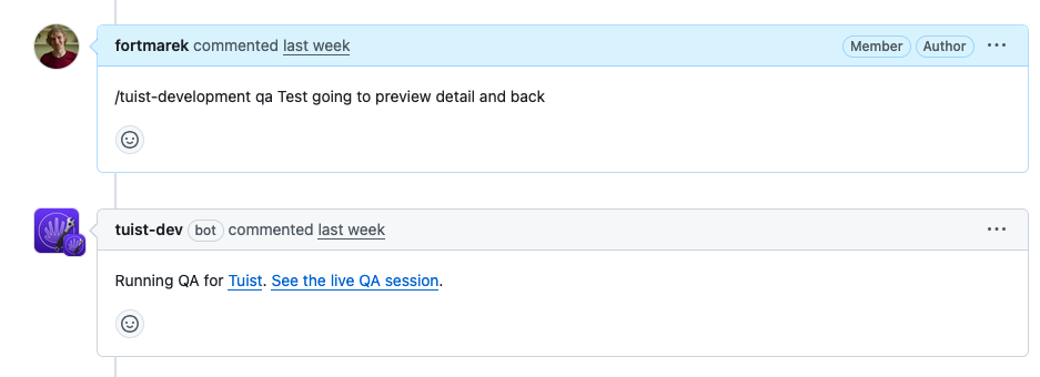 QA trigger comment