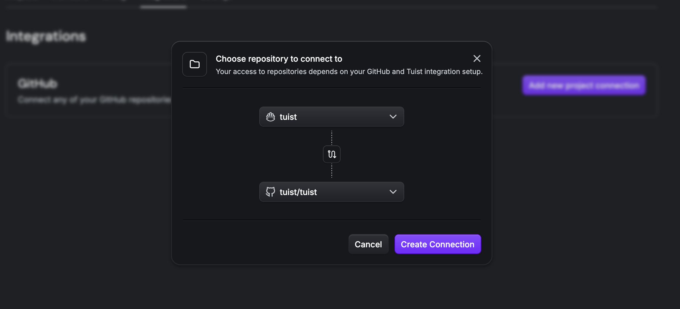 An image that shows adding the project
connection